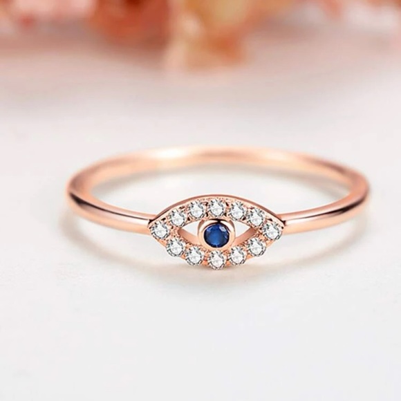 18k rose gold tone silver evil eye 🧿 ring